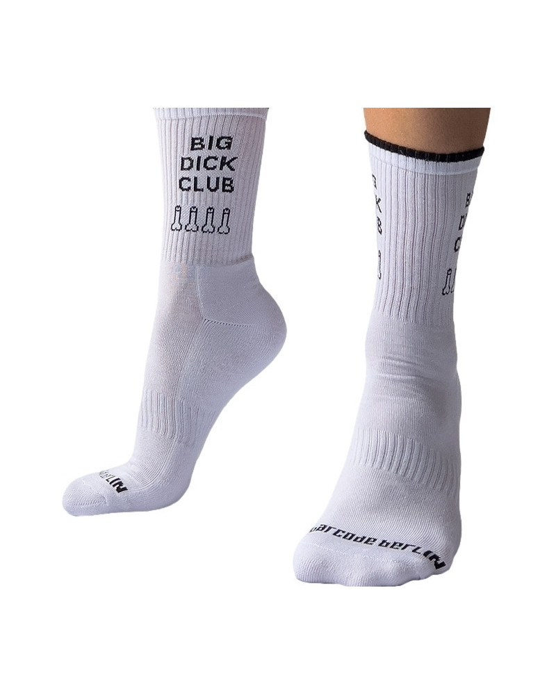 Chaussettes blanches BIG DICK CLUB Liseré noir  Couleur principale:Blanc Couleur secondaire:Noir