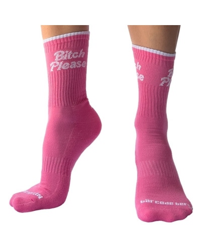 Chaussettes roses Bitch Please Barcode  Couleur principale:Blanc