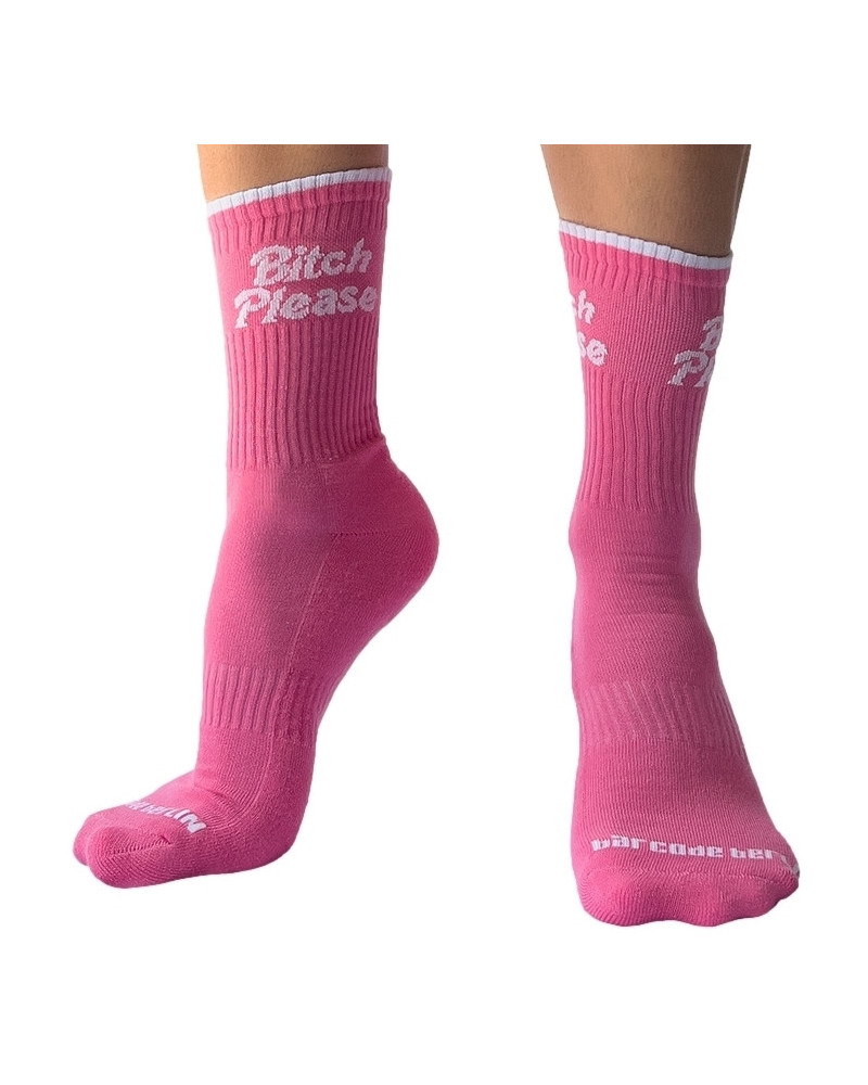 Chaussettes roses Bitch Please Barcode  Couleur principale:Blanc