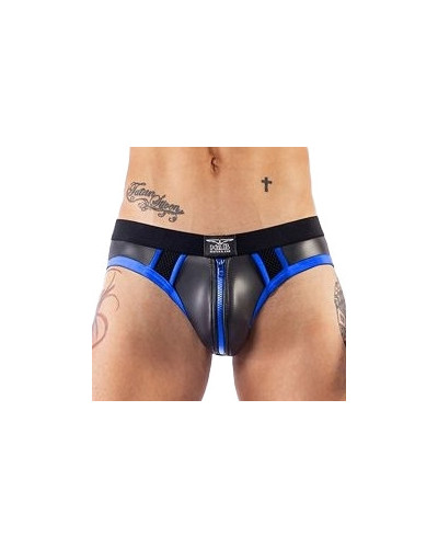 Jockstrap en néoprène Jock Brief Mr B Noir-Bleu  Couleur principale:Noir Couleur secondaire:Bleu