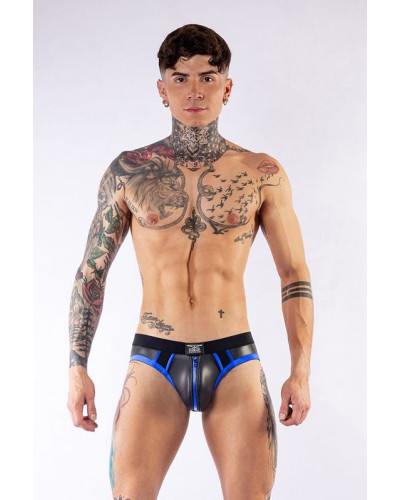 Jockstrap en néoprène Jock Brief Mr B Noir-Bleu  Couleur principale:Noir Couleur secondaire:Bleu