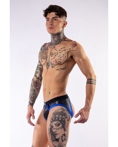 Jockstrap en néoprène Jock Brief Mr B Noir-Bleu  Couleur principale:Noir Couleur secondaire:Bleu