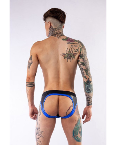 Jockstrap en néoprène Jock Brief Mr B Noir-Bleu  Couleur principale:Noir Couleur secondaire:Bleu