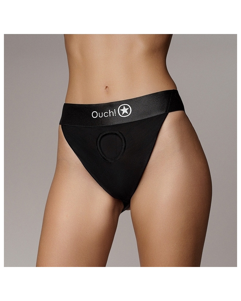 Jockstrap vibrant Strap-On Open Back Noir  Couleur principale:Noir