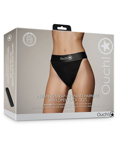 Jockstrap vibrant Strap-On Open Back Noir  Couleur principale:Noir