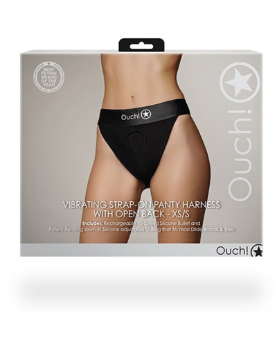 Jockstrap vibrant Strap-On Open Back Noir  Couleur principale:Noir