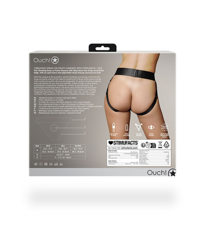 Jockstrap vibrant Strap-On Open Back Noir  Couleur principale:Noir