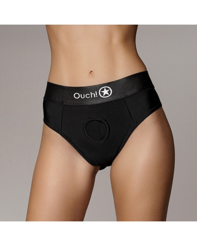 Jock String vibrant Strap-On Thong Rear Open Noir   Couleur principale:Noir