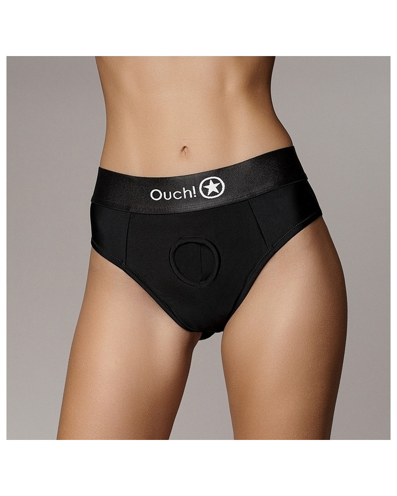 Jock String vibrant Strap-On Thong Rear Open Noir   Couleur principale:Noir