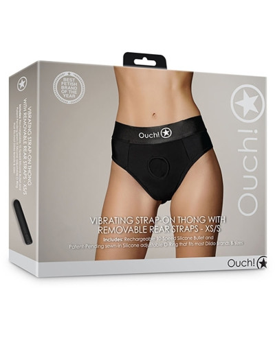 Jock String vibrant Strap-On Thong Rear Open Noir   Couleur principale:Noir