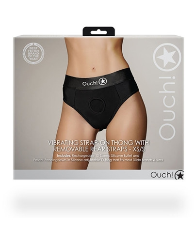 Jock String vibrant Strap-On Thong Rear Open Noir   Couleur principale:Noir
