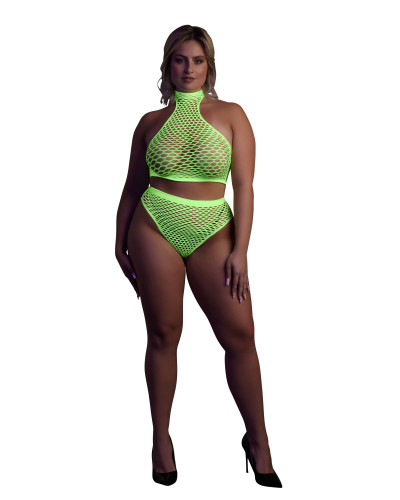 Ensemble Bustier et Culotte Filet Vert Fluo  Couleur principale:Vert