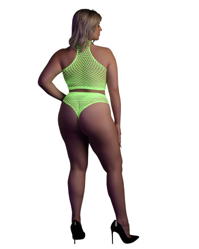 Ensemble Bustier et Culotte Filet Vert Fluo  Couleur principale:Vert