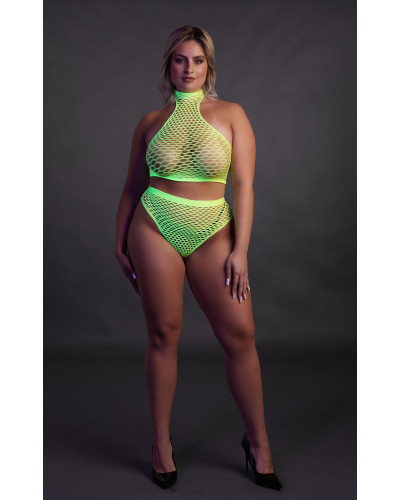 Ensemble Bustier et Culotte Filet Vert Fluo  Couleur principale:Vert