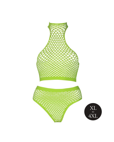 Ensemble Bustier et Culotte Filet Vert Fluo  Couleur principale:Vert