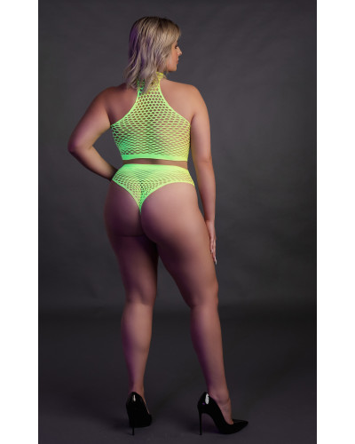 Ensemble Bustier et Culotte Filet Vert Fluo  Couleur principale:Vert