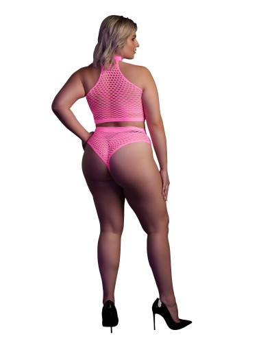 Ensemble Bustier et Culotte Filet Rose Fluo  Couleur principale:Rose