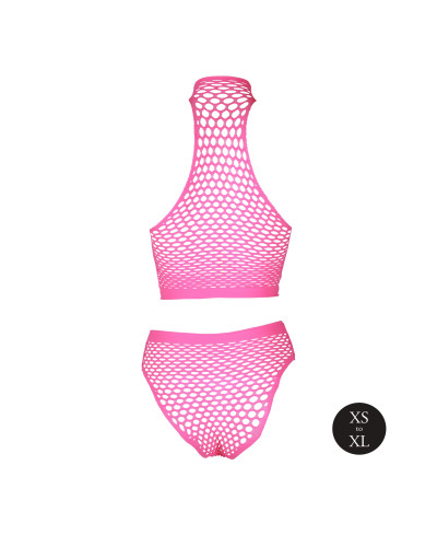 Ensemble Bustier et Culotte Filet Rose Fluo  Couleur principale:Rose