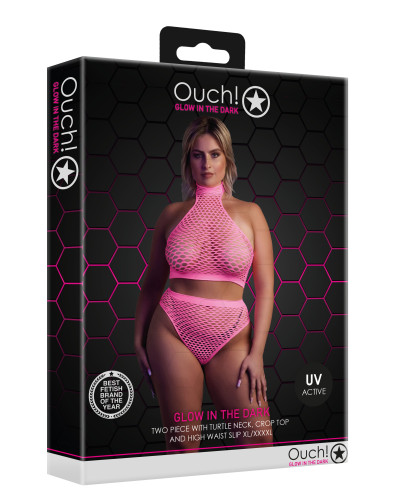 Ensemble Bustier et Culotte Filet Rose Fluo  Couleur principale:Rose