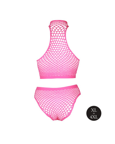 Ensemble Bustier et Culotte Filet Rose Fluo  Couleur principale:Rose