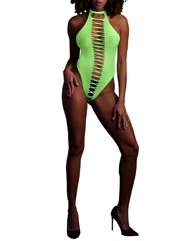 Body échancré ouvert à l'entrejambe avec dos nu Vert Fluo  Couleur principale:Vert
