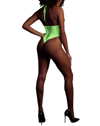 Body échancré ouvert à l'entrejambe avec dos nu Vert Fluo  Couleur principale:Vert