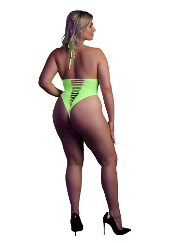 Body échancré ouvert à l'entrejambe avec dos nu Vert Fluo  Couleur principale:Vert