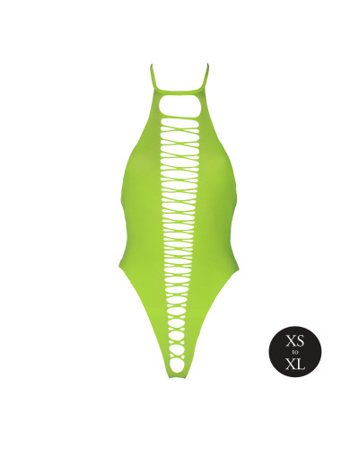 Body échancré ouvert à l'entrejambe avec dos nu Vert Fluo  Couleur principale:Vert