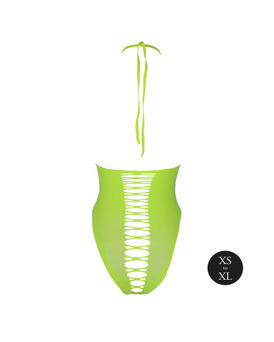 Body échancré ouvert à l'entrejambe avec dos nu Vert Fluo  Couleur principale:Vert