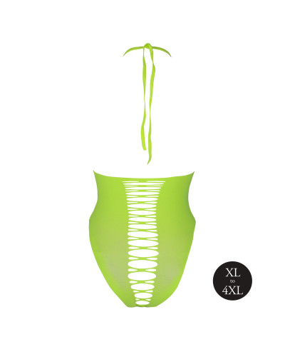 Body échancré ouvert à l'entrejambe avec dos nu Vert Fluo  Couleur principale:Vert