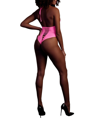 Body échancré ouvert à l'entrejambe avec dos nu Rose Fluo  Couleur principale:Rose