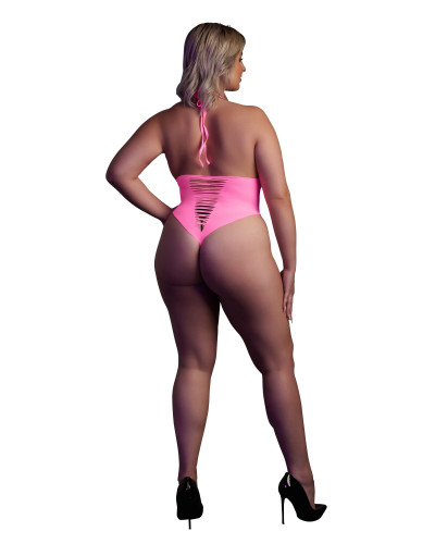 Body échancré ouvert à l'entrejambe avec dos nu Rose Fluo  Couleur principale:Rose