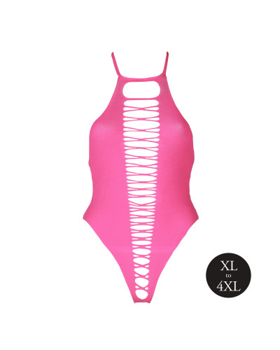 Body échancré ouvert à l'entrejambe avec dos nu Rose Fluo  Couleur principale:Rose