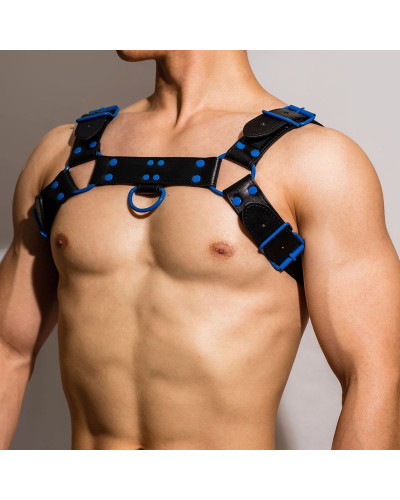 Harnais Fetish Oros Noir-Bleu Taille:TU Taille Unique Couleur principale:Noir Couleur secondaire:Bleu