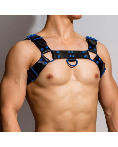 Harnais Fetish Oros Noir-Bleu Taille:TU Taille Unique Couleur principale:Noir Couleur secondaire:Bleu