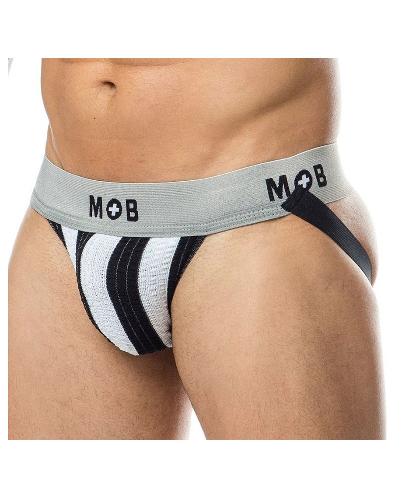 Jockstrap Mob Classic Blanc-Noir  Couleur principale:Noir Couleur secondaire:Noir