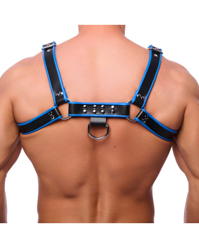 Harnais en cuir Premium Bleu-Noir  Couleur principale:Bleu Couleur secondaire:Noir