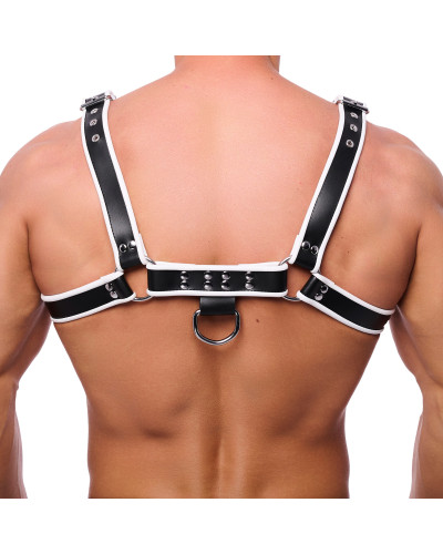 Harnais en cuir Premium Blanc-Noir  Couleur principale:Blanc Couleur secondaire:Noir