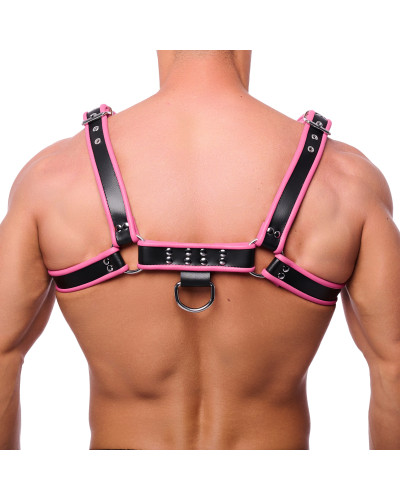 Harnais en cuir Premium Rose-Noir  Couleur principale:Rose Couleur secondaire:Noir