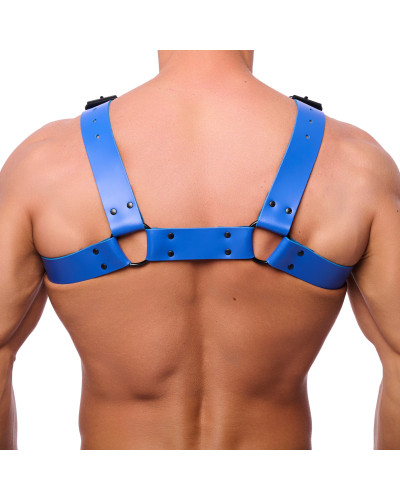 Harnais en cuir Bulldog Bleu  Couleur principale:Bleu