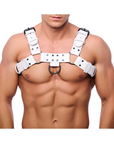 Harnais en cuir Bulldog Blanc  Couleur principale:Blanc