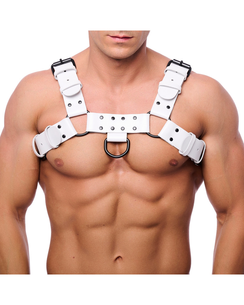 Harnais en cuir Bulldog Blanc  Couleur principale:Blanc