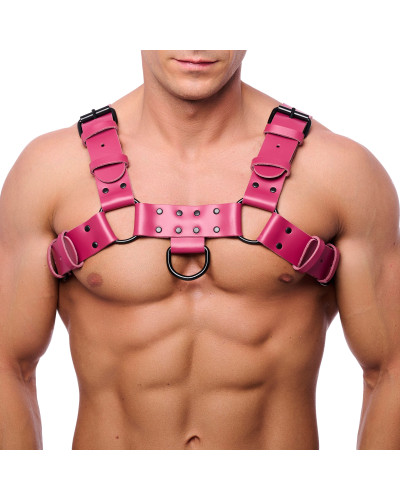Harnais en cuir Bulldog Rose  Couleur principale:Rose