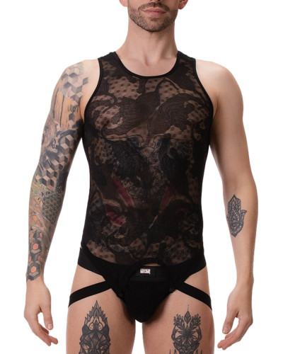 Body homme en dentelle ENVER Noir  Couleur principale:Noir
