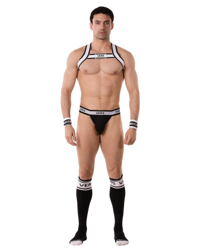 Harnais élastique Vers Noir-Blanc  Couleur principale:Noir Couleur secondaire:Blanc