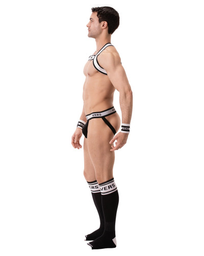 Harnais élastique Vers Noir-Blanc  Couleur principale:Noir Couleur secondaire:Blanc