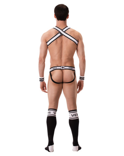 Harnais élastique Vers Noir-Blanc  Couleur principale:Noir Couleur secondaire:Blanc