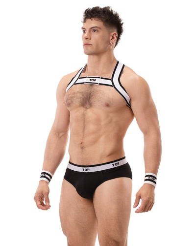 Harnais élastique TOP Noir-Blanc  Couleur principale:Noir Couleur secondaire:Blanc