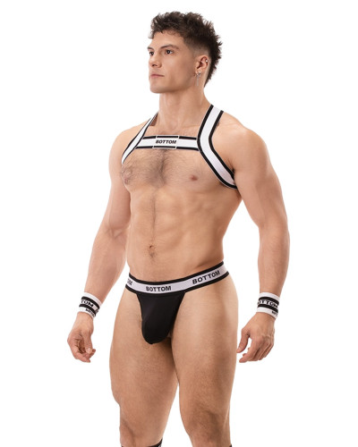 Harnais élastique Bottom Noir-Blanc  Couleur principale:Noir Couleur secondaire:Blanc