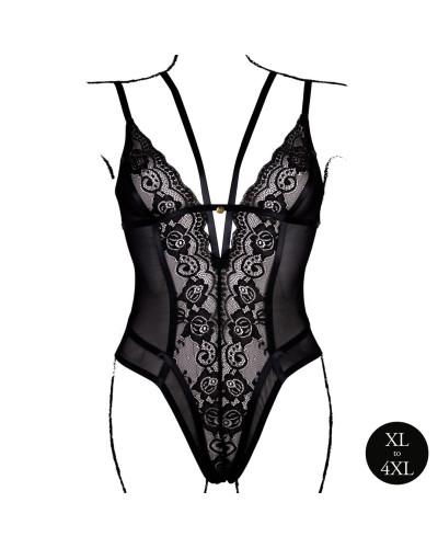 Body Dentelle Double Bretelle Grande Taille Carlita Noir Taille:XL/4XL Couleur principale:Noir